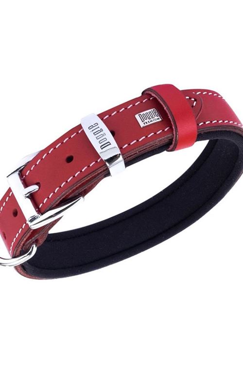 Doggie Konfor Deri Köpek Boyun Tasması Medium Kırmızı 2.5x37 45 Cm
