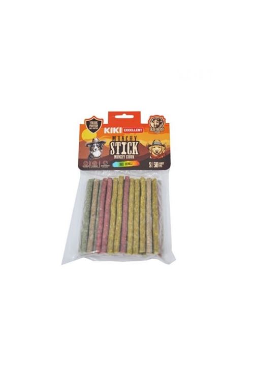 Kiki Excellent İnce Munchy Sığır Derisinden Çubuk Kemik Köpek Ödülü 50 Adet Renkli