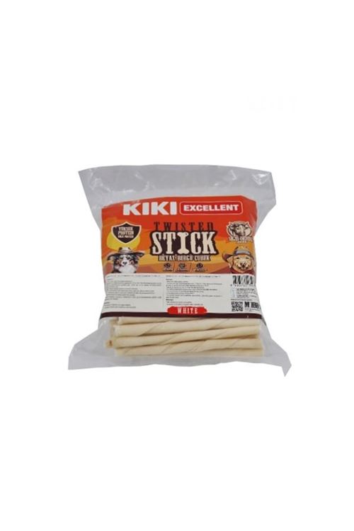 Kiki Excellent Sığır Derisinden Beyaz Burgu Çubuk Kemik Köpek Ödülü 100 Adet