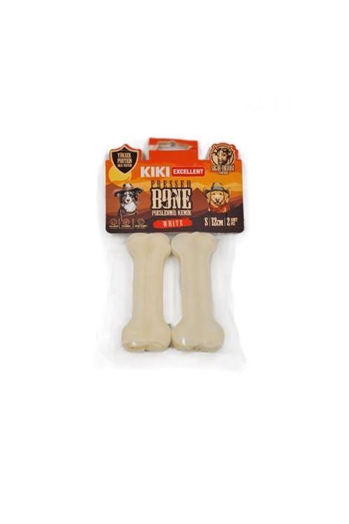 Kiki Excellent Sığır Derisinden Pres Kemik Köpek Ödülü 7 Cm 4 Adet Beyaz