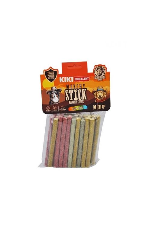 Kiki Excellent Kalın Munchy Sığır Derisinden Çubuk Kemik Köpek Ödülü 50 Adet Renkli