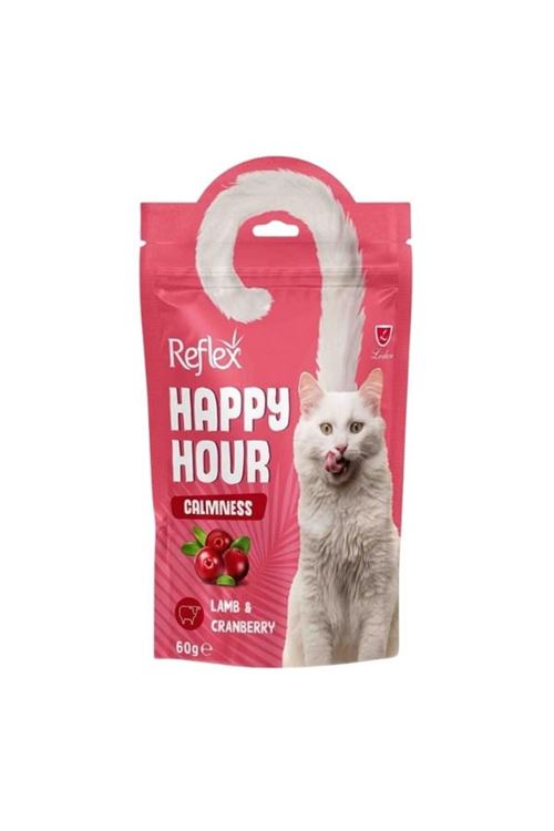 Reflex Happy Hour Kuzu Etli ve Kızılcıklı Sakinleşmeyi Destekliyici Kedi Ödülü 60 Gr