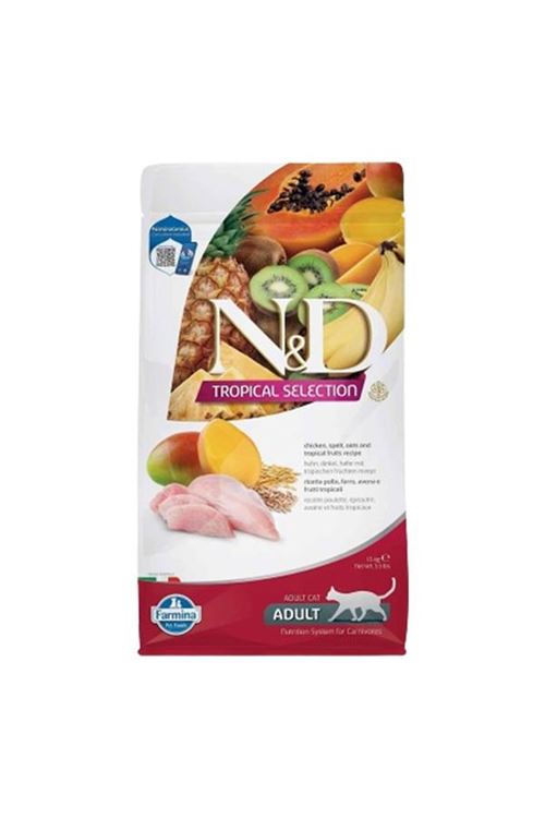 N&D Tropical Selection Tavuklu ve Tropikal Meyveli Yetişkin Kedi Maması 1.5 Kg