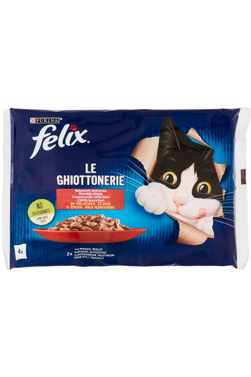 Felix Multipack Sığır ve Tavuklu Yetişkin Yaş Kedi Maması 4x85 Gr