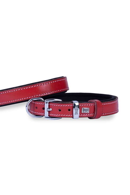 Doggie Konfor Deri Köpek Boyun Tasması Small Kırmızı 2x30-35 Cm