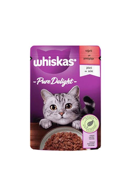 Whiskas Pouch Pure Delight Jöle İçerisinde Sığır Etli Yetişkin Kedi Konservesi 85 Gr