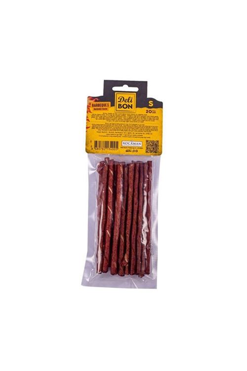 Delibon Deri Burgu Çubuk Barbekü Aromalı Kemik Köpek Ödülü İnce 20 Adet