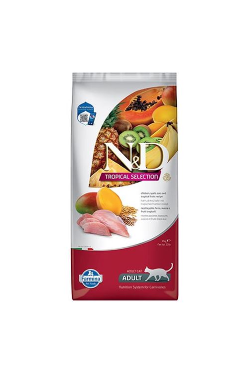 N&D Tropical Selection Tavuklu ve Tropikal Meyveli Yetişkin Kedi Maması 10 Kg