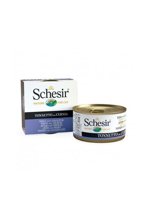 Schesir Ton Balıklı ve Orfoz Balıklı Jöleli Konserve Yetişkin Kedi Maması 85 Gr
