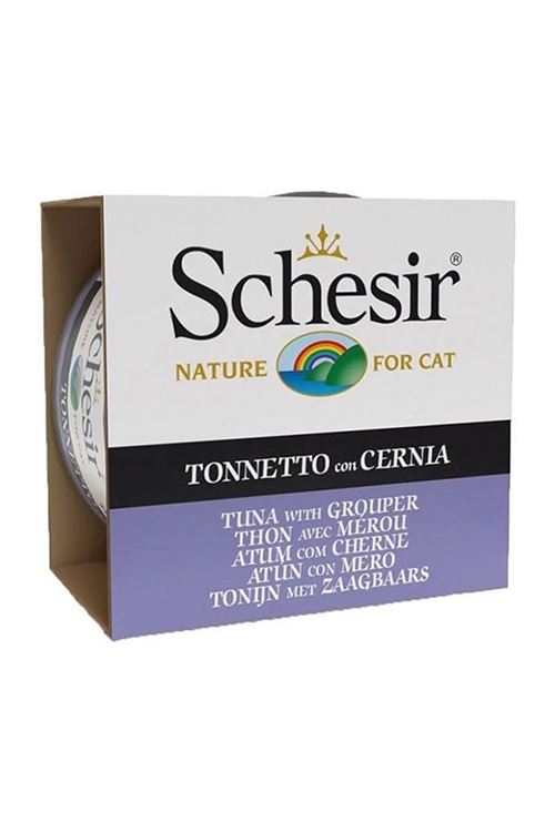 Schesir Ton Balıklı ve Orfoz Balıklı Jöleli Konserve Yetişkin Kedi Maması 85 Gr