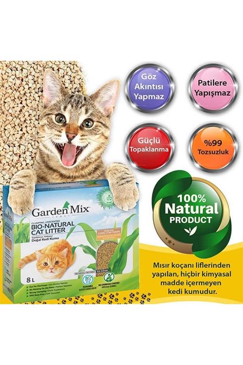 Garden Mix Topaklanan Mısır Lifli Kedi Kumu 8 Lt