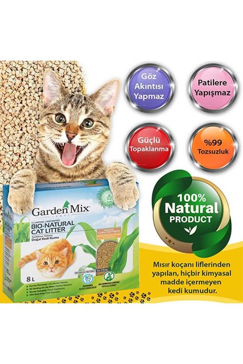 Garden Mix Topaklanan Mısır Lifli Kedi Kumu 8 Lt