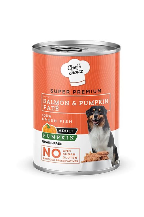 Chefs Choice Kıyılmış Somon Balıklı ve Balkabaklı Yetişkin Köpek Konservesi 400 Gr