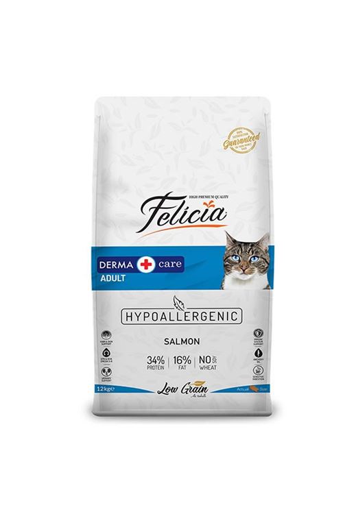 Felicia Düşük Tahıllı Hipoalerjenik Somonlu Yetişkin Kedi Maması 12 Kg