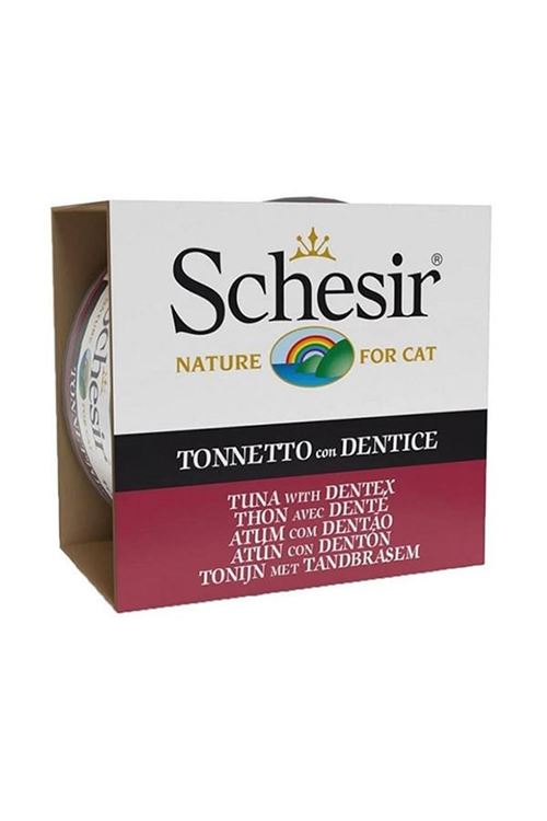 Schesir Ton Balıklı ve Sinarit Balıklı Jöleli Konserve Yetişkin Kedi Maması 85 Gr