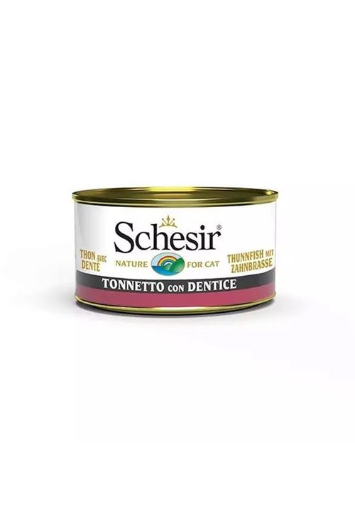 Schesir Ton Balıklı ve Sinarit Balıklı Jöleli Konserve Yetişkin Kedi Maması 85 Gr