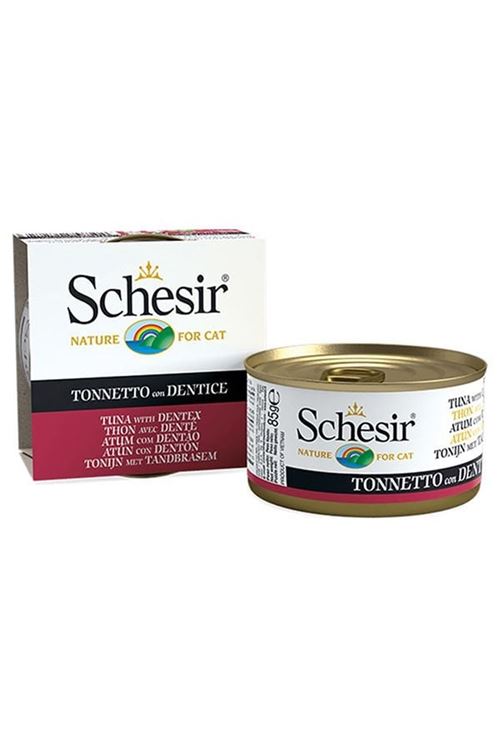 Schesir Ton Balıklı ve Sinarit Balıklı Jöleli Konserve Yetişkin Kedi Maması 85 Gr