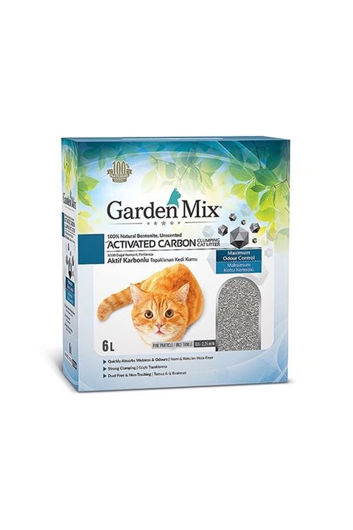 Garden Mix Aktif Karbonlu Topaklaşan Bentonit Kedi Kumu 6 Lt
