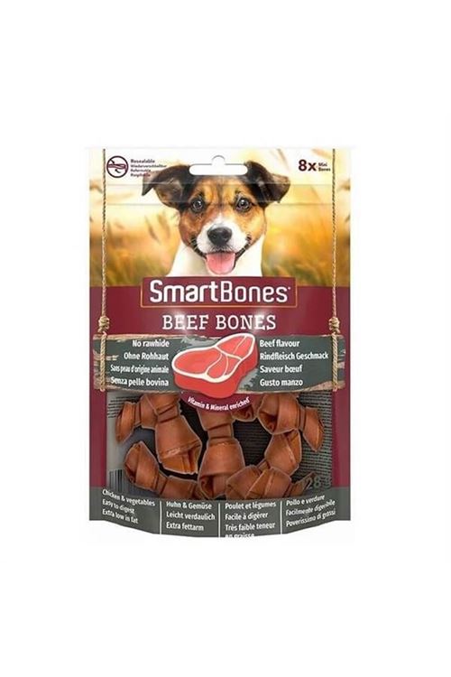 Smart Bones Sığır Etli Mini Düğüm Kemik Köpek Ödül Maması 8 Li 128 Gr