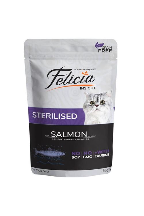 Felicia Tahılsız Somonlu Pouch Kısırlaştırılmış Konserve Kedi Maması 85 Gr