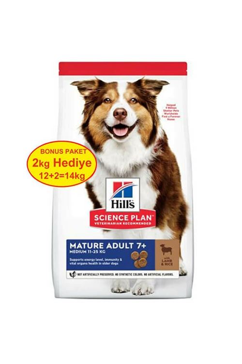 Hills Mature Adult 7+ Orta Irk Kuzu Etli Yaşlı Köpek Maması 12 Kg (+2 Kg Hediyeli)