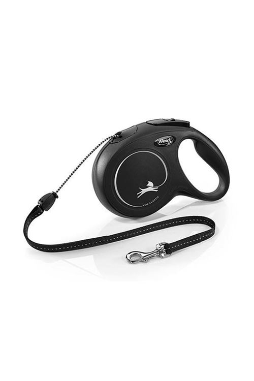 Flexi New Classic İp Otomatik Köpek Gezdirme Tasması Medium Siyah 8 Mt