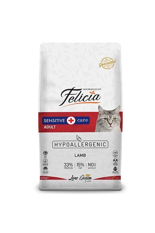 Felicia Düşük Tahıllı Hipoalerjenik Kuzu Etli Yetişkin Kedi Maması 12 Kg