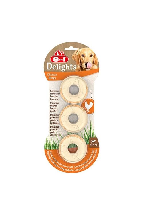 8 In 1 Delights Rings Tavuklu Köpek Çiğneme Halkası 3x119 Gr