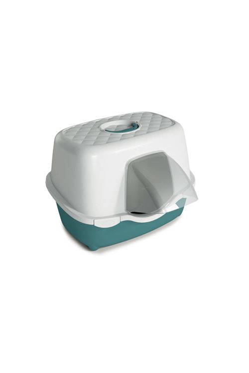 Stefanplast Tres Chic Karbon Filtreli Kapalı Kedi Tuvaleti Beyaz/Yeşil 56x54.5x39 Cm