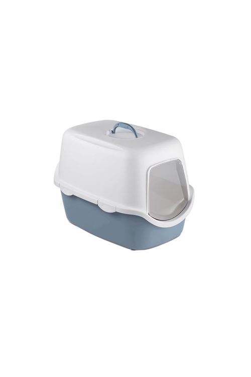Stefanplast Cathy Kapalı Kedi Tuvaleti Beyaz/Mavi 56x40x40 Cm