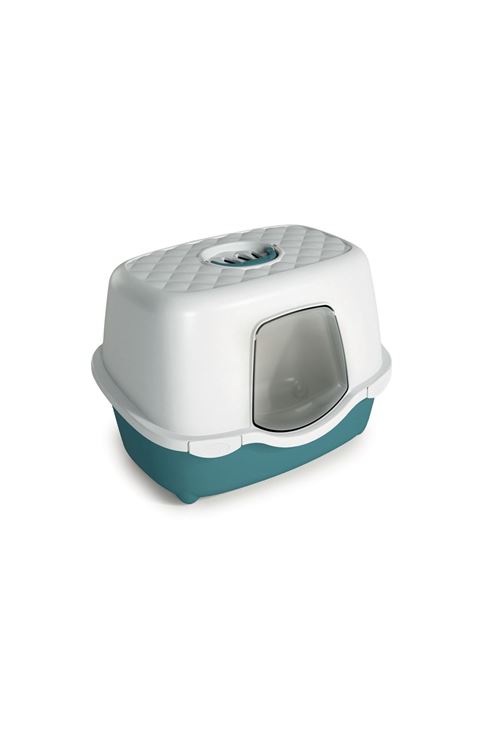 Stefanplast Tres Chic Karbon Filtreli Kapalı Kedi Tuvaleti Beyaz/Yeşil 56x39x39 Cm