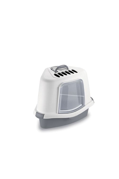 Stefanplast Sprint Corner Plus Kapalı Kedi Tuvaleti Beyaz/Gri 56x40x14 Cm