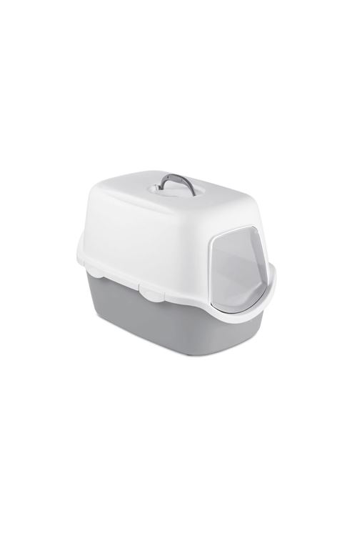 Stefanplast Cathy Kapalı Kedi Tuvaleti Beyaz/Gri 56x40x40 Cm
