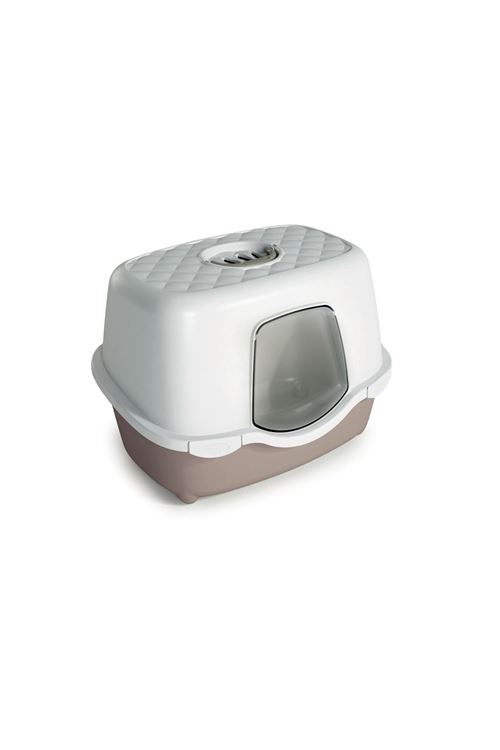 Stefanplast Tres Chic Karbon Filtreli Kapalı Kedi Tuvaleti Beyaz/Bej 56x39x39 Cm