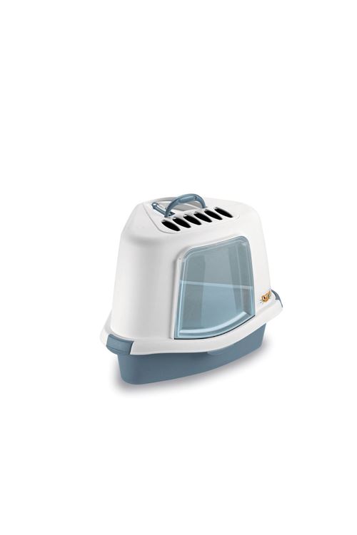 Stefanplast Sprint Corner Plus Kapalı Kedi Tuvaleti Beyaz/Mavi 56x40x14 Cm