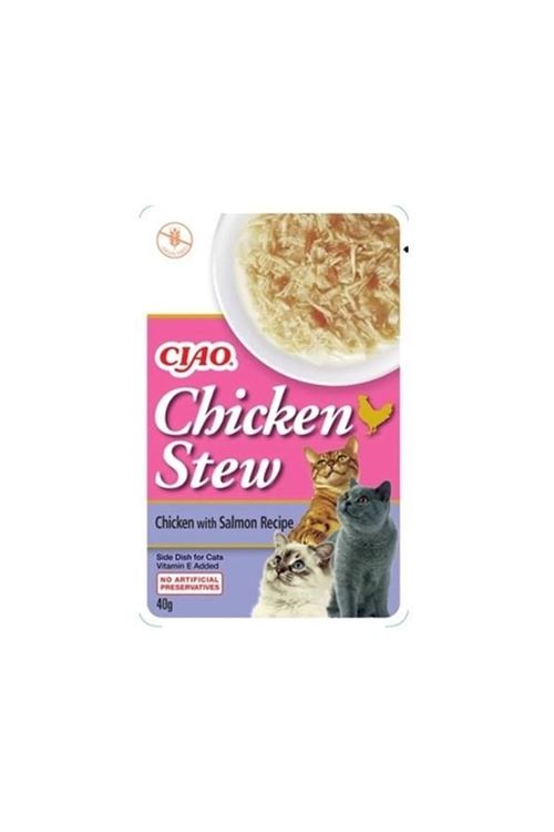 Inaba Ciao Stew Tavuk Güveç ve Somonlu Pouch Yetişkin Kedi Konservesi 40 Gr