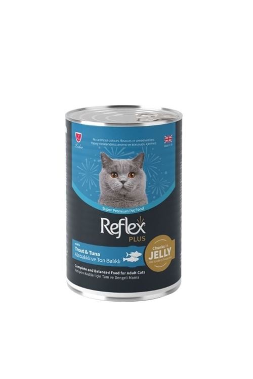 Reflex Plus Jöle İçinde Alabalıklı ve Ton Balıklı Yetişkin Konserve Kedi Maması 400 Gr