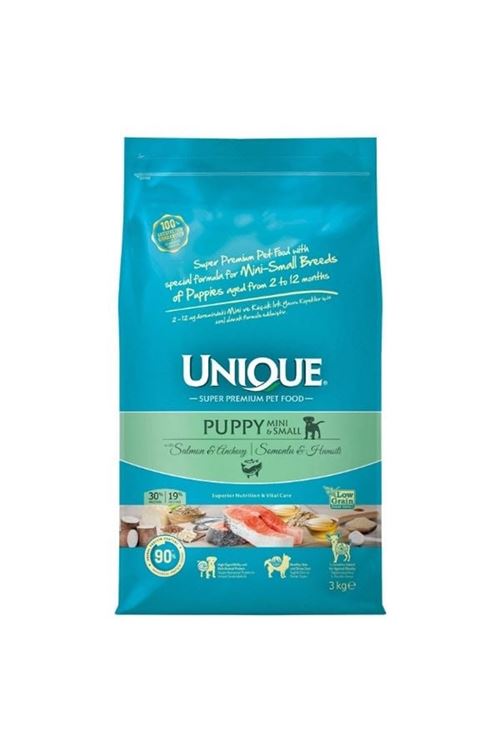 Unique Somonlu ve Hamsili Küçük Irk Düşük Tahıllı Yavru Köpek Maması 3 Kg
