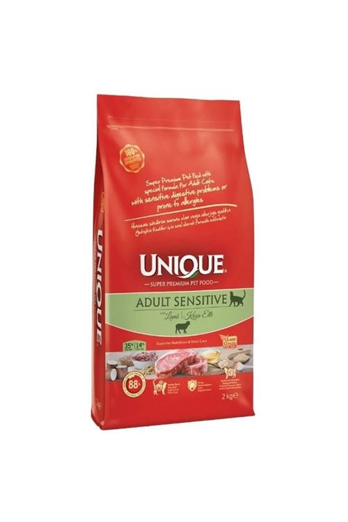 Unique Sensitive Kuzulu Hassas Sindirim Sistemi için Düşük Tahıllı Yetişkin Kedi Maması 2 Kg