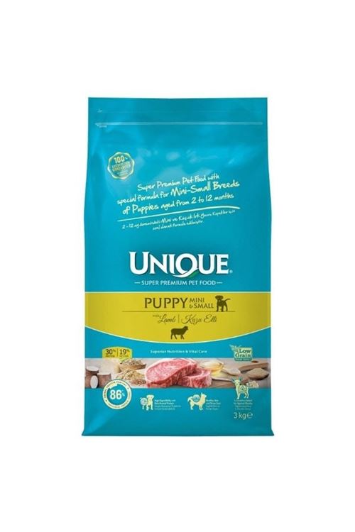 Unique Kuzu Etli Küçük Irk Düşük Tahıllı Yavru Köpek Maması 3 Kg