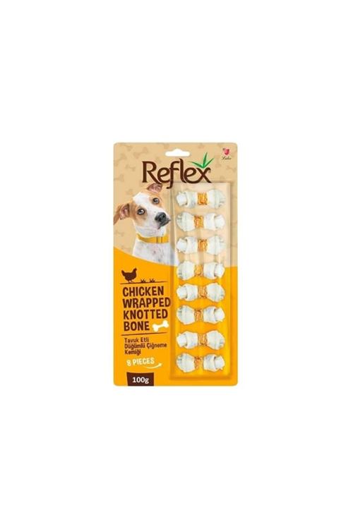 Reflex Tavuk Etli Çift Düğümlü Sekizli Çiğneme Kemiği Köpek Ödülü 100 Gr