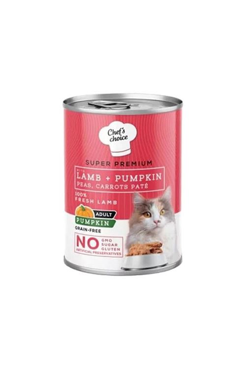Chefs Choice Kuzu Etli ve Balkabaklı Tahılsız Ezme Yetişkin Konserve Kedi Maması 400 Gr