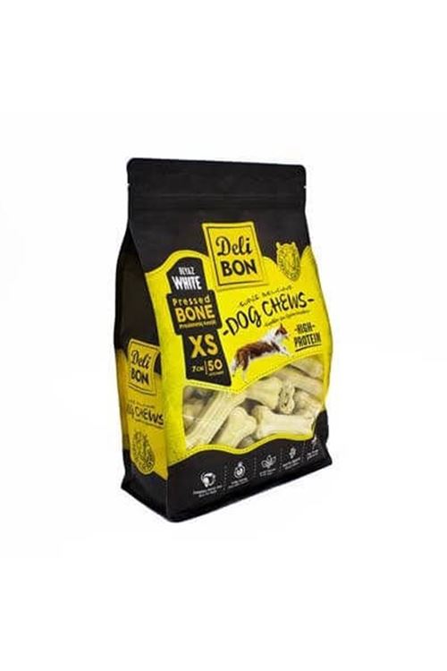 Delibon Deri Pres Kemik Köpek Ödülü Xsmall Beyaz 7 Cm 50 Adet