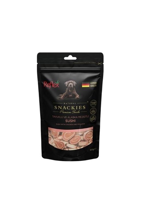 Reflex Snackies Natural Tavuklu ve Balıklı Sushi Tahılsız Köpek Ödül Maması 90 Gr