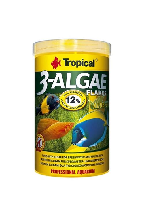 Tropical 3-Algae Flakes Tatlı ve Tuzlu Su Balıkları için Yosunlu Yem 100 Ml 20 Gr