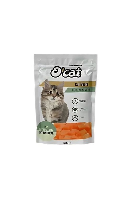 O Cat Tavuk Eti Küpleri Kurutulmuş Kedi Ödül Maması 50 Gr