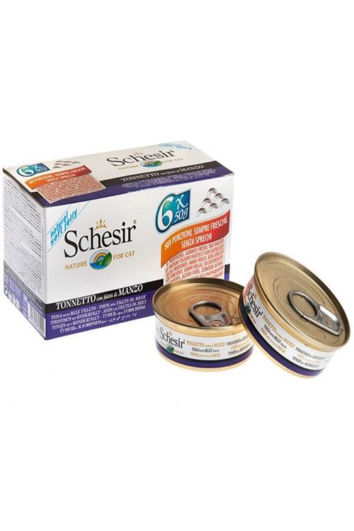 Schesir Multipack Biftekli Konserve Kedi Maması 6x50 Gr