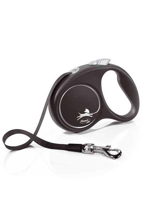 Flexi Black Design Şerit Otomatik Köpek Gezdirme Tasması Siyah Small 5 Mt