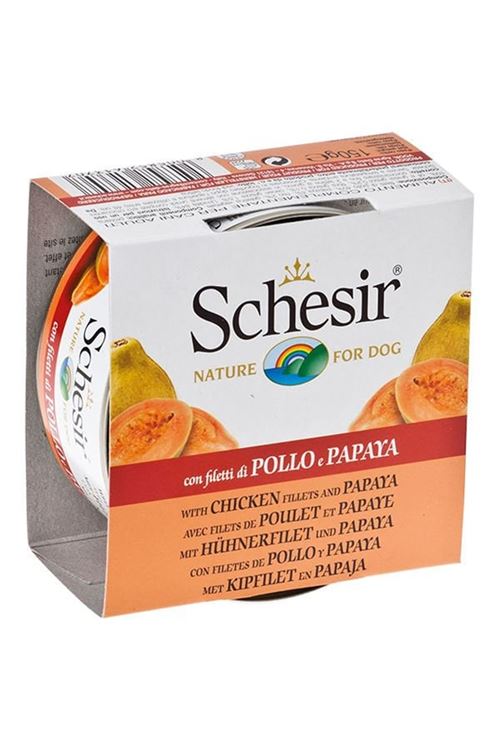 Schesir Tavuk ve Papaya Konserve Köpek Maması 150 Gr