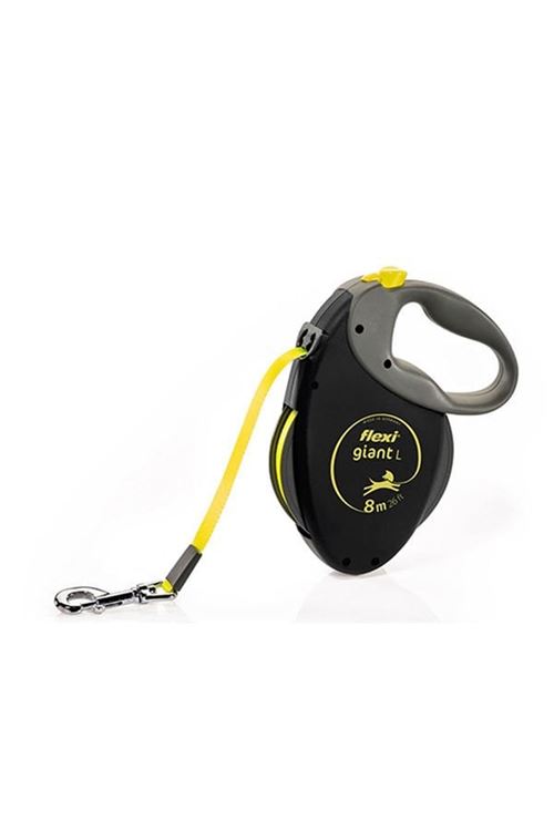 Flexi Neon Reflektörlü Şerit Otomatik Köpek Gezdirme Tasması Large Siyah 8 Mt